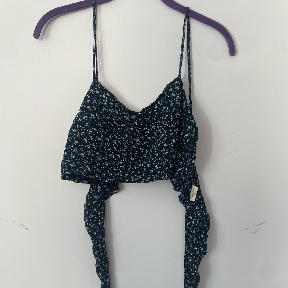 Brandy Melville Navy Floral Tank Top